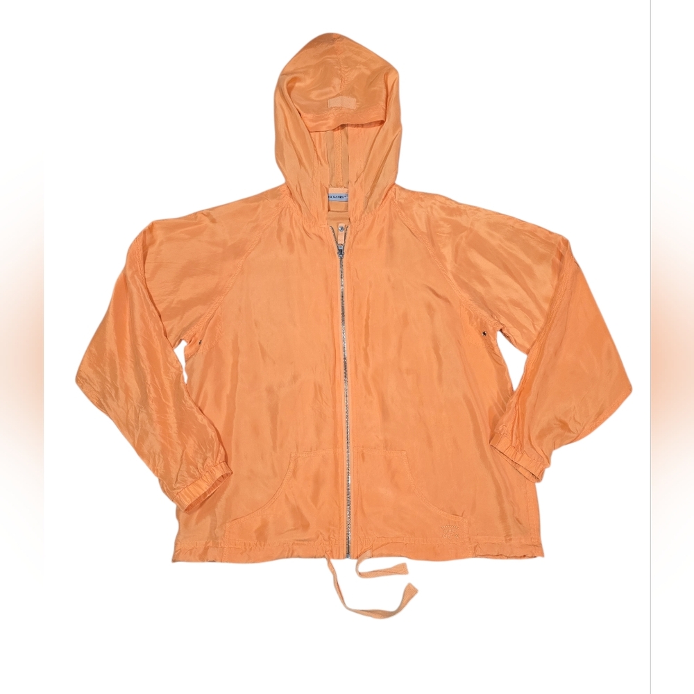 Vintage Oleg Cassini Sport Silk Hooded Jacket Orange Size Medium‎